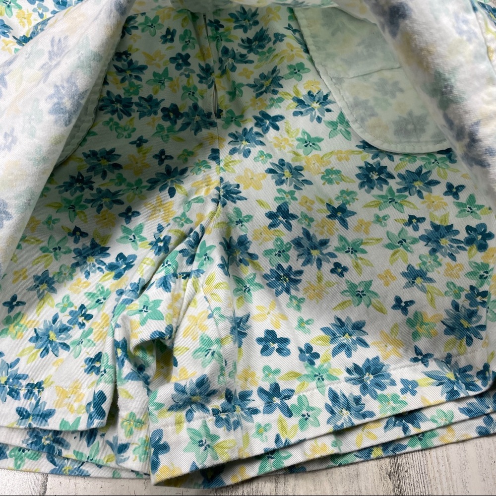 VINTAGE FLORAL SKIRT SKORT WOMENS 10 WHITE YELLOW GREEN FLOWERS BUTTON F… - Picture 10 of 12
